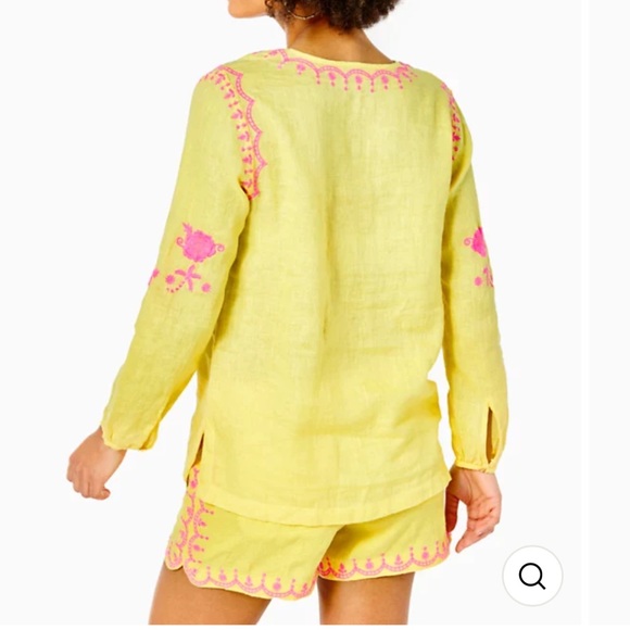 Lilly Pulitzer Coby Linen Tunic Calla Yellow size small - Picture 2 of 4